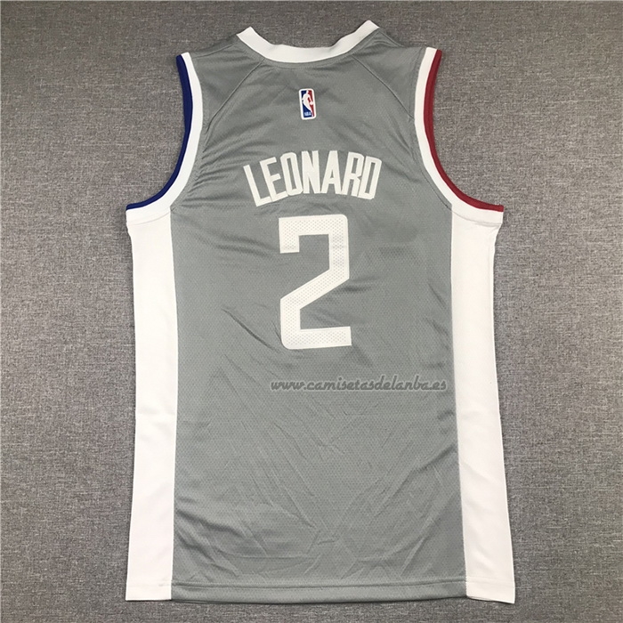 Camiseta Los Angeles Clippers Kawhi Leonard NO 2 Earned 2020-21 Gris
